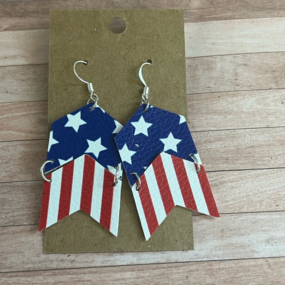 3/$15 - American Flag Earrings
